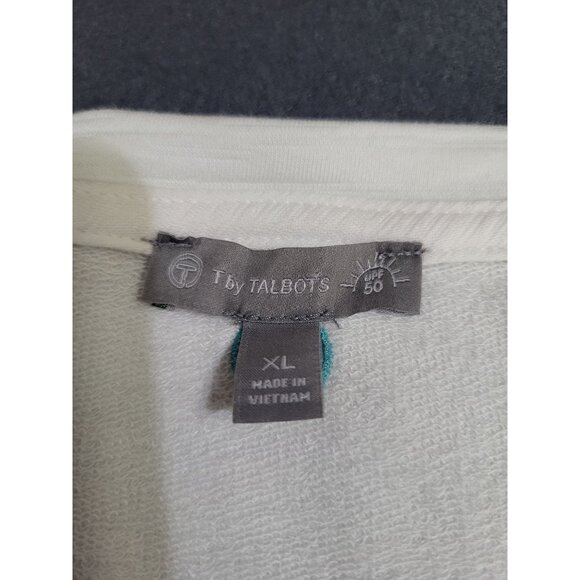 T by Talbots Womens XL UPF 50 Cozy Crush Breezy Stripe Pullover Top Slub Terry - Picture 3 of 9